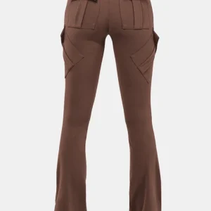 Women’s High-Waist Flare Yoga Leggings – Skinny Fit Cargo-Style Pants with Multiple Pockets