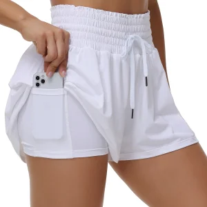 Women’s 2-in-1 High-Waist Running Shorts – Lightweight Sports Shorts with Pockets