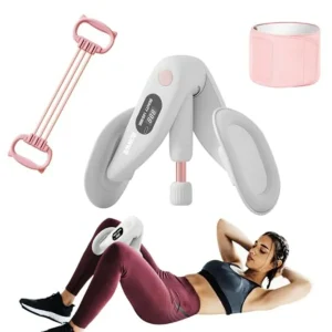 Thigh Master Exerciser for Women – Adjustable 360° Resistance Trainer with 50 lb Band & LED Counter