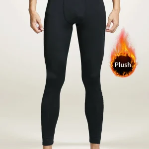 Men’s Plush-Lined Thermal Sports Pants – High-Elastic Slim-Fit Running & Training Bottoms for Autumn and Winter