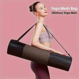 1 Breathable Yoga Mat Storage Mesh Bag - Durable Oxford Fabric, Black with Shoulder Strap, Perfect for Everyday Use and Fitness Enthusiasts
