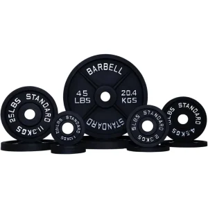 Weight Plate Pairs and Sets for Barbell Standard Powder Coated Durable Fits 2 Olympic Barbells 2 Tolerance Guarantee