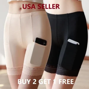 Women Stretch Safety Under Shorts w/ POCKET Seamless Leggings Pants Skirt Dress